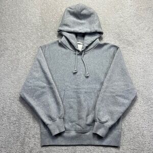 GU Japan Hoodie Size Medium Heather Grey Blank Heavyweight Fleece Pullover